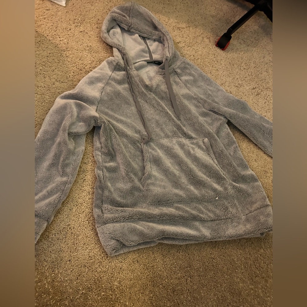 Gray fluffy hoodie